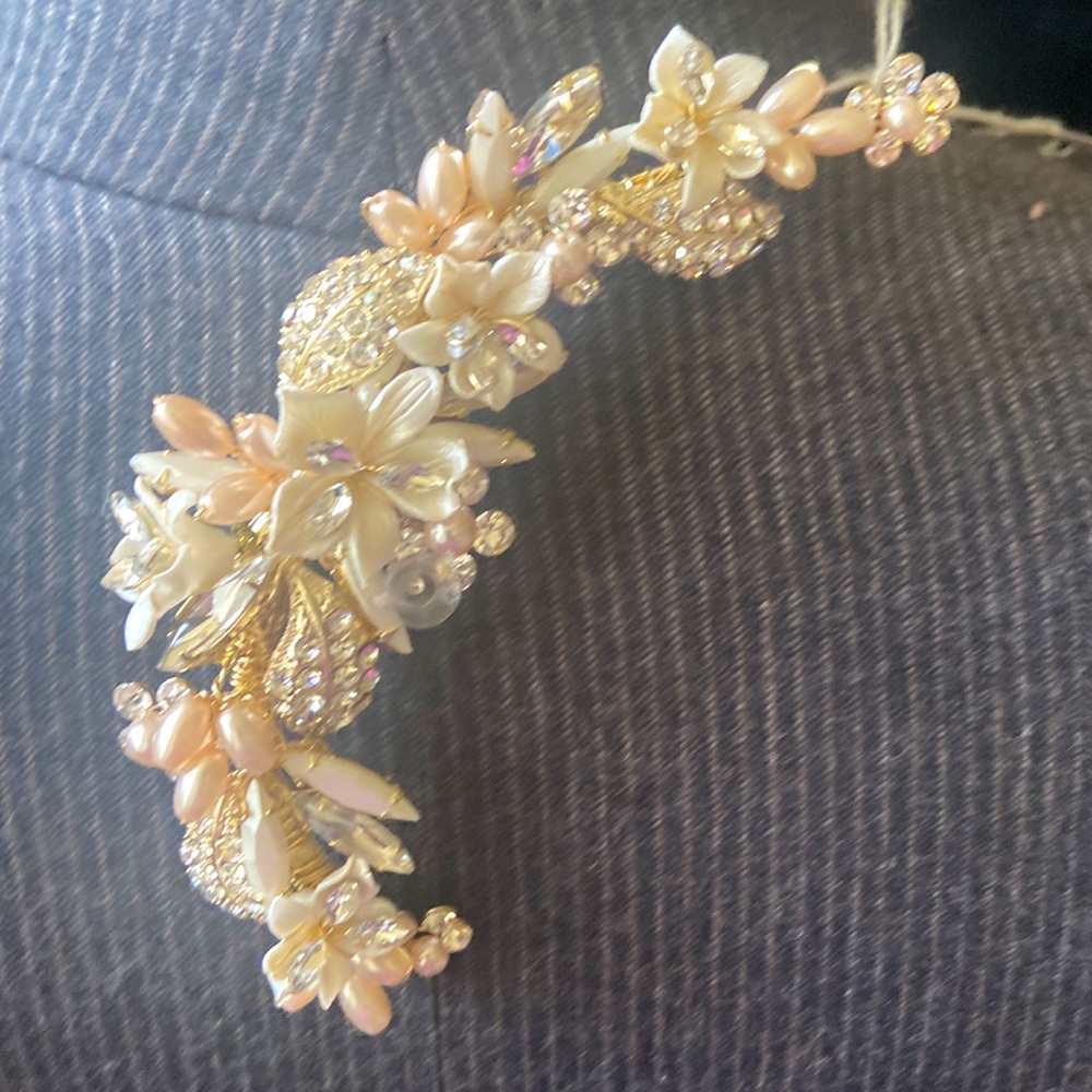 Florals, Pearls, and Crystals Spray Barrette / Hair Clip